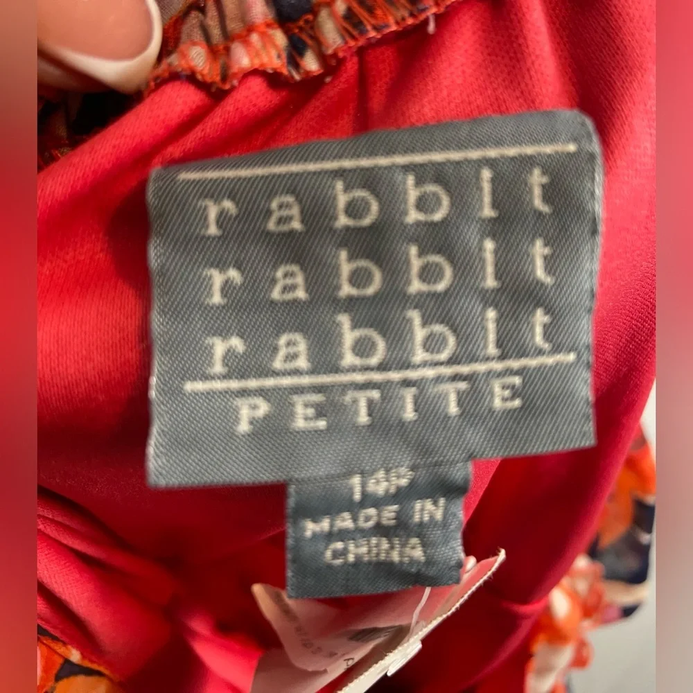Maxi Dress Sundress Rabbit Rabbit Rabbit off shoulder 14 Petite Red Fuchsia NWT